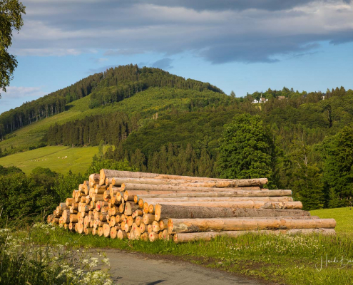 Blick zum Hohen Knochen mit Berghotel und Elisabeth-Kapelle